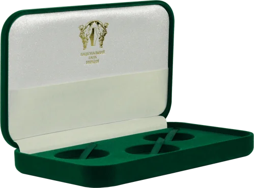 Замшевий футляр для трьох срібних монет діаметром 38,6 мм