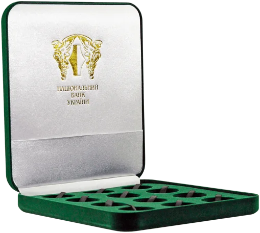 Замшевий футляр для дванадцяти срібних монет діаметром 33 мм `Cхідний календар`