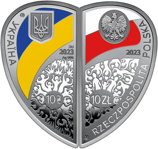 Набір із двох срібних монет &ldquo;Дружба та братство - найбільше багатство&rdquo; у футлярі (c)