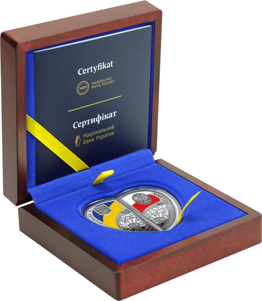 Набір із двох срібних монет &ldquo;Дружба та братство - найбільше багатство&rdquo; у футлярі (c)